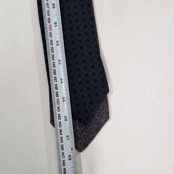 Diva Pure Silk Tie Lot of 2 Italy AOP Geo Tiny Paisley Preppy W3 L56.5-58 Inches - Picture 7 of 13